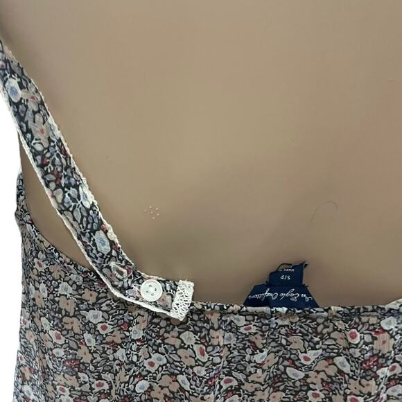 American Eagle Womens Semi Sheer Sleeveless Top Size S Floral Print & Lace - Picture 6 of 10